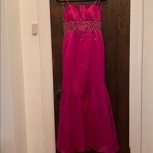 Magenta Mermaid Strapless Gown
